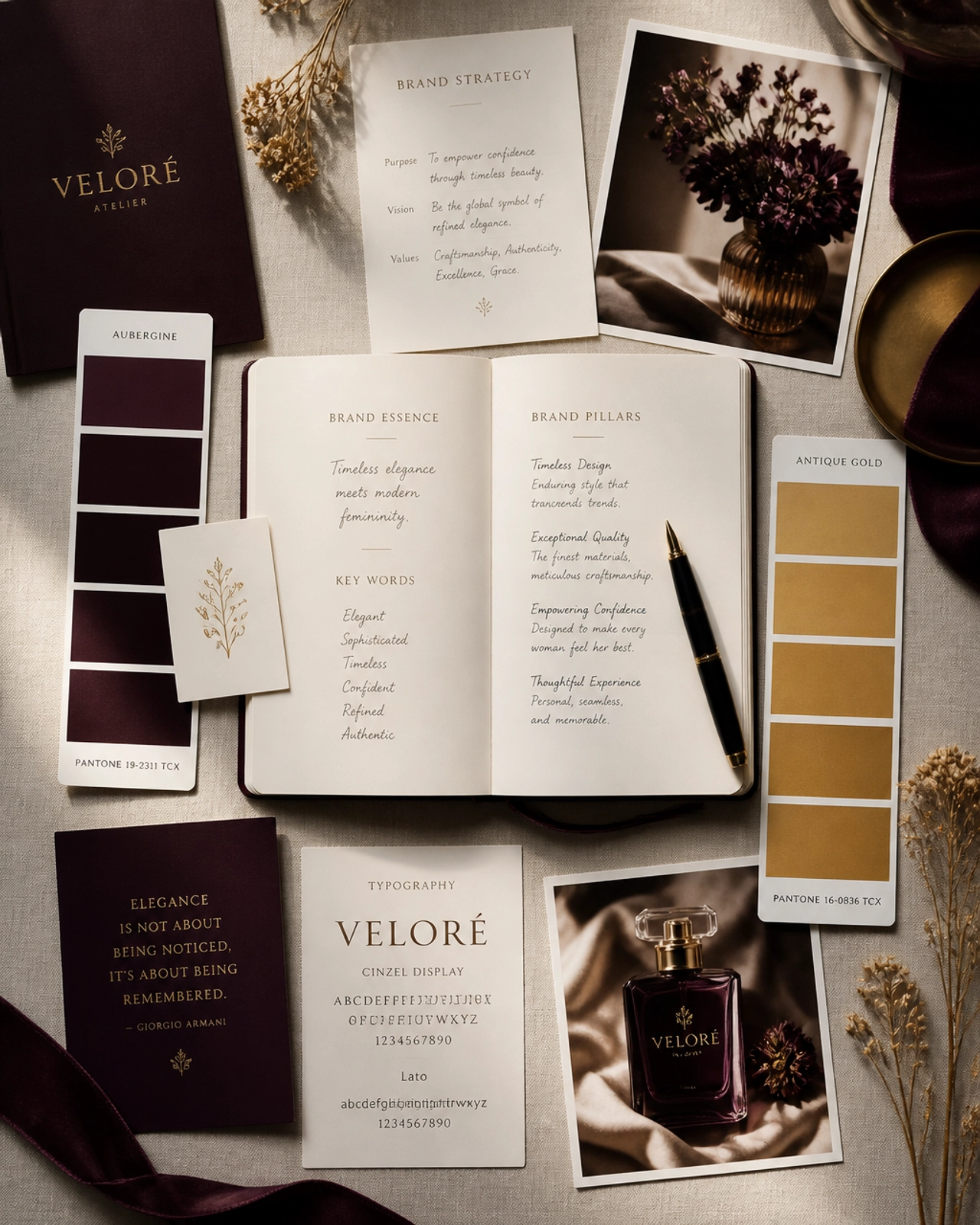 Brand strategy mood board and positioning notes from the Smart Brand Ideas studio
