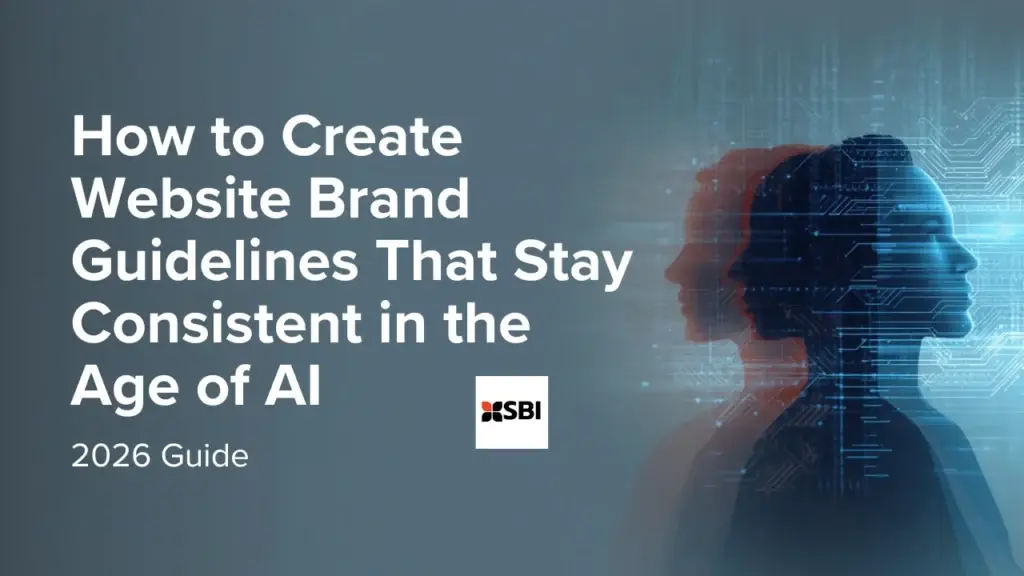 Website brand guidelines showing consistent design, typography, and AI-driven branding elements in 2026