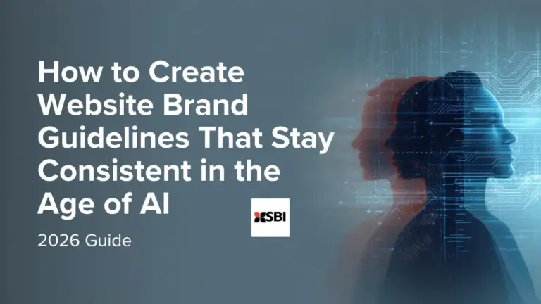 Website brand guidelines showing consistent design, typography, and AI-driven branding elements in 2026