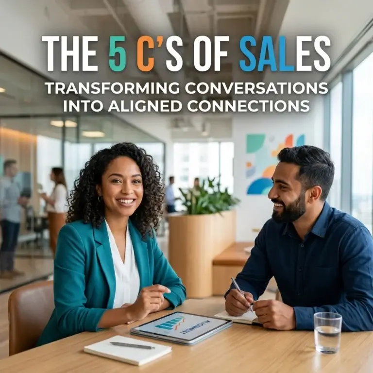 Business professionals discussing strategy in a modern office representing the 5c’s of sales and relationship-based selling